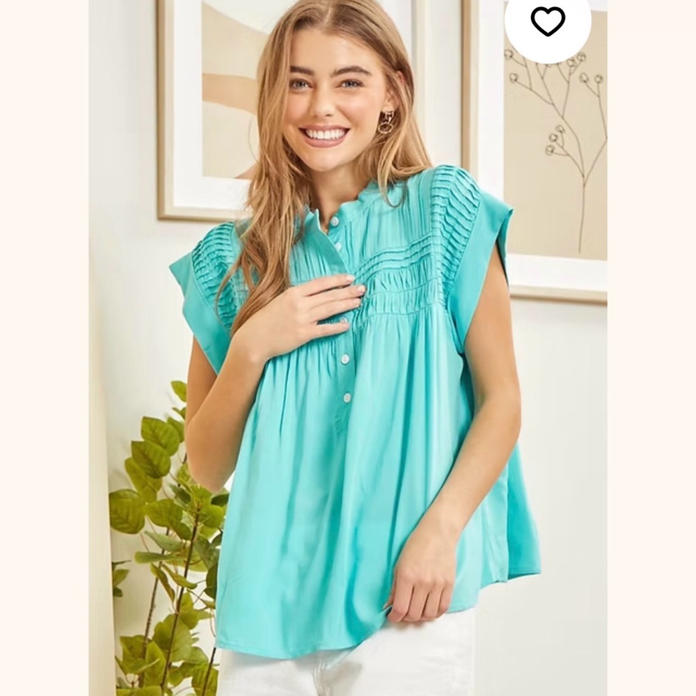 Andree By Unit turquoise rayon boxy top